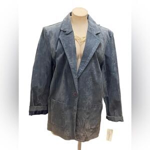Stylish Blue Leather Coat with Button Closure NWT